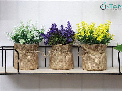 Chậu hoa nhỏ để bàn túi vải bố F-CHĐB-99